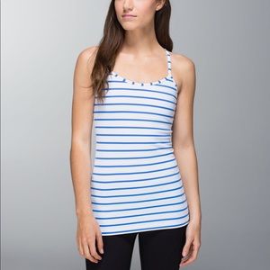 Lululemon Blue and White Stripe Power Y Tank